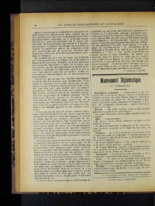 Mouvement Diplomatique et Consulaire