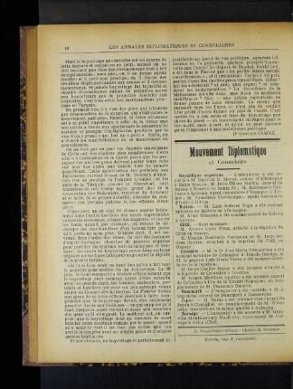 Mouvement Diplomatique et Consulaire