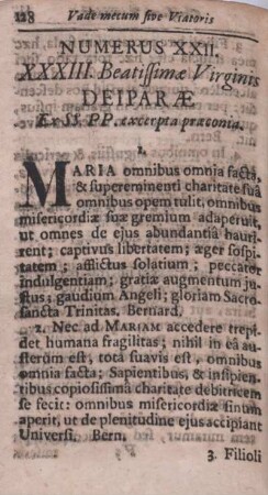 Numerus XXII. XXXIII. Beatissimae Virginis Deiparae.