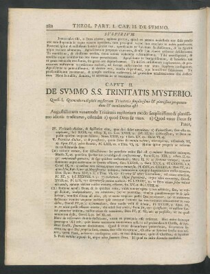 Caput II. De Summo S.S. Trinitatis Mysterio