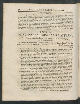 Caput II. De Summo S.S. Trinitatis Mysterio