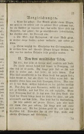 II. Von dem menschlichen Leben.