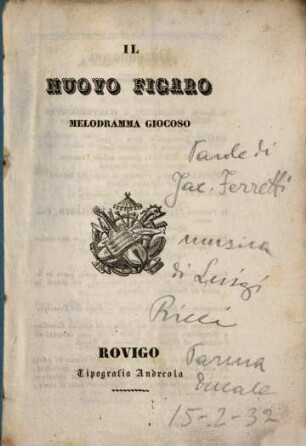 Il nuovo figaro : Melodramma giocoso
