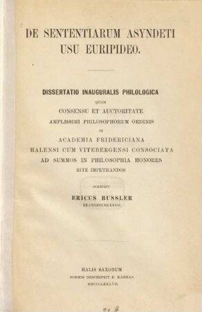 De sententiarum asyndeti usu Euripideo