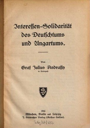 Interessen-Solidarität des Deutschtums und Ungartums