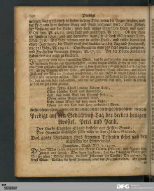 Predigt auf den Gedächtniß-Tag der beeden heiligen Apostel, Petri und Pauli.