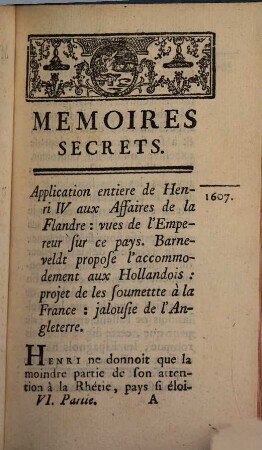 Mémoires Secrets, Tirés Des Archives Des Souverains De L'Europe Depuis Le Regne De Henri IV.. 6