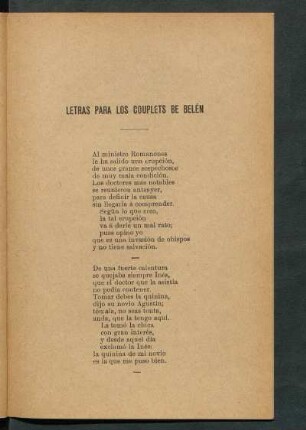 Letras para los couplets de Belén