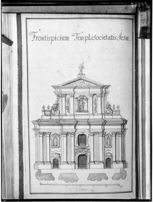 Heidelberg Aus Thesaurus Palatinus Zeichnung Frontispicio Templi Societatis Jesu Jesuitenkirche Ansicht Nordfassade