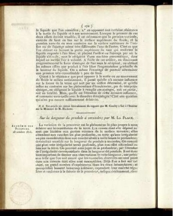 Sur la longueur du pendule â secondes;