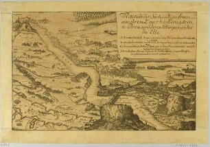 Militärische Landkarte mit dem Rückzug der Sächsischen Armee bei Königstein und Pirna, zu Beginn des Siebenjährigen Krieges 1756