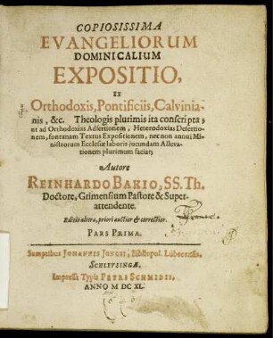 1: Copiosissima Evangeliorum Dominicalium Expositio. 1