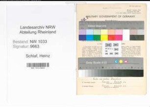 Entnazifizierung Heinz Schlaf , geb. 01.01.1918 (Polizeibeamter)