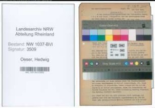 Entnazifizierung Hedwig Oeser , geb. 20.05.1908 (Studienraetin)
