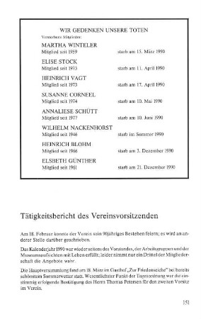 Tätigkeitsbericht des Vereinsvorsitzenden
