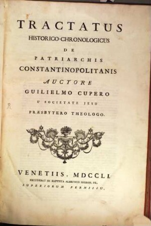 Tractatus ... de Patriarchis Constantinopolitanis