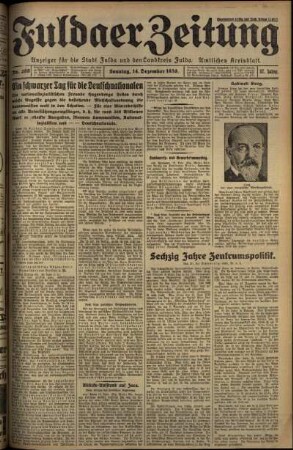 Erste Ausgabe vom Sonntag, den 14. Dezember 1930.