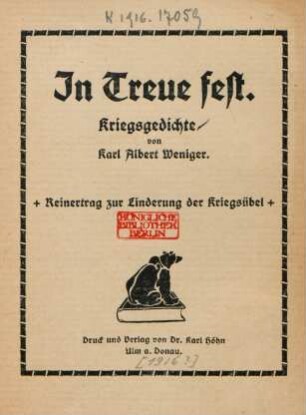 In Treue fest : Kriegsgedichte