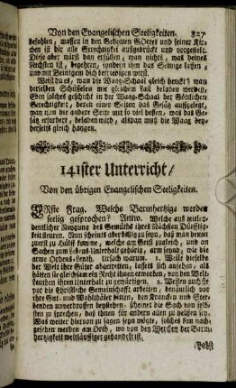 141ster Unterricht / Von den übrigen Evangelischen Seeligkeiten. - 144ster Unterricht / Von der Himmlischen Glory.