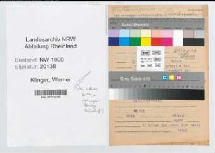 Entnazifizierung Werner Klinger, geb. 01.11.1919 (Rundfunkmechaniker)