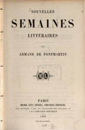 Nouvelles Semaines littéraires