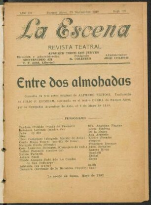 Entre dos almohadas : comedia en tres actos