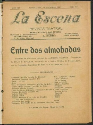 Entre dos almohadas : comedia en tres actos