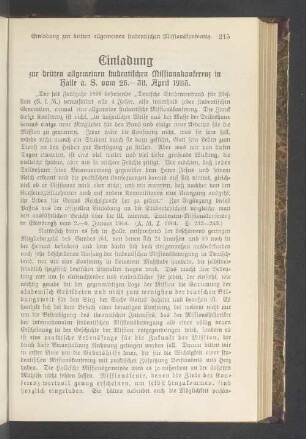 Einladung zur dritten allgemeinen studentischen Missionskonferenz in Halle a. S. vom 26.-30. April 1905