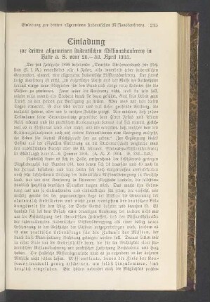 Einladung zur dritten allgemeinen studentischen Missionskonferenz in Halle a. S. vom 26.-30. April 1905