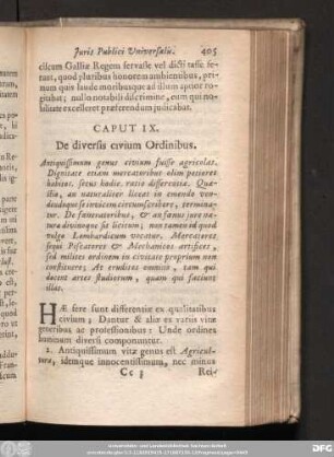 Caput IX. De diversis civium Ordinibus.