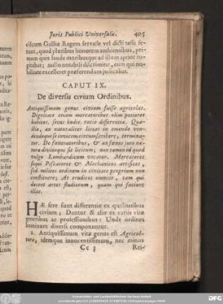 Caput IX. De diversis civium Ordinibus.