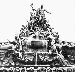 Dresden, Neptunbrunnen im Garten des ehem. Palais Brühl-Marcolini; Palais Brühl-Marcolini: jetzt Stadtkrankenhaus Friedrichstadt; Longuelune, Zacharias; Mattielli, Lorenzo