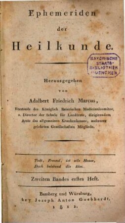 Ephemeriden der Heilkunde. 2. 1811