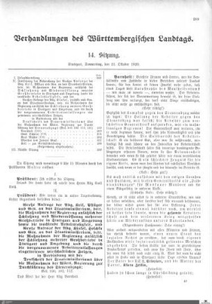 14. Sitzung, Stuttgart, 21.10.1920