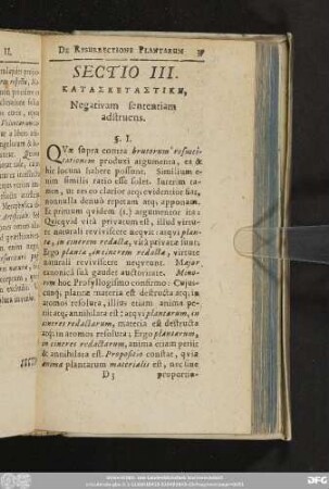 Sectio III. [...], Negativum sententiam adstruens.