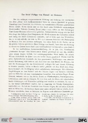 10: Ein Brief Philipp von Stosch' an Heraeus