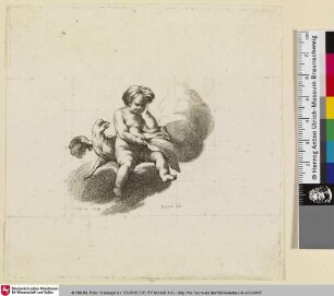 [Lesender Putto mit Hahn]