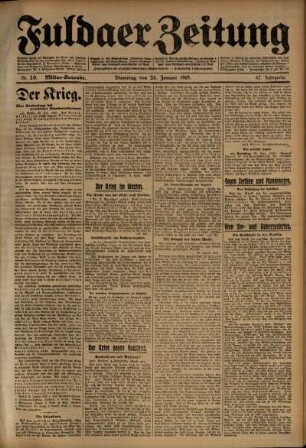 Zweite Ausgabe vom Dienstag, den 26. Januar 1915.