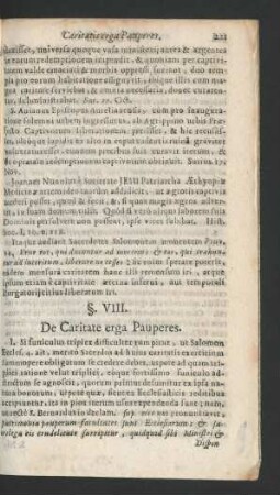 §. VIII. De Caritate erga Pauperes.
