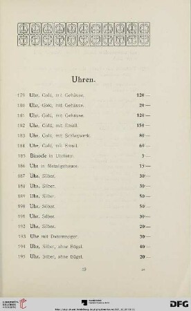 Uhren (Nr. 179-206)