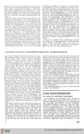 Zum Nachdenken / Umschau / Sprechsaal / Buchbesprechungen