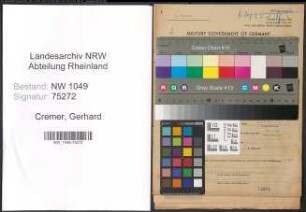 Entnazifizierung Gerhard Cremer , geb. 16.02.1908 (Kaufmann)