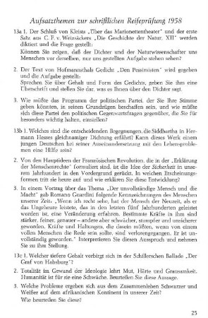 Aufsatzthemen zur schriftlichen Reifeprüfung 1958