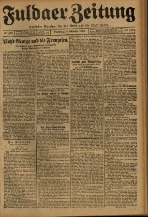 Ausgabe vom Dienstag, den 17. Oktober 1922.