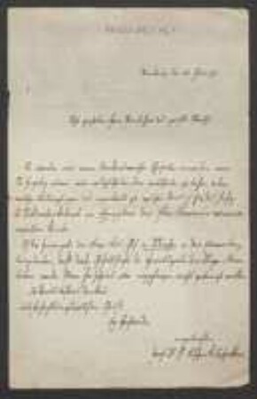 Brief von Georg Fischer an Regensburgische Botanische Gesellschaft