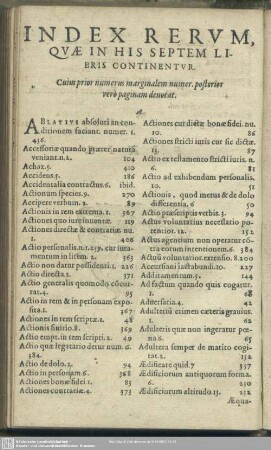 Index Rerum, Quae In His Septem Libris Continentur