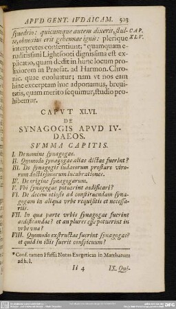 Caput XLVI. De Synagogis Apud Iudaeos