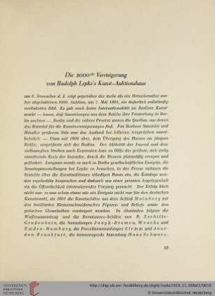 Die 2000ste Versteigerung von Rudolph Lepke's Kunst-Auktionshaus