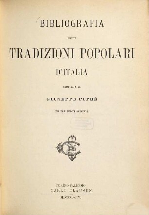 Bibliografia delle tradizioni popolari d'Italia