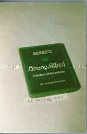 Blechdose für 10 Stück Zigaretten "GARBATY Herzog Alfred v. Sachsen-Coburg-Gotha"